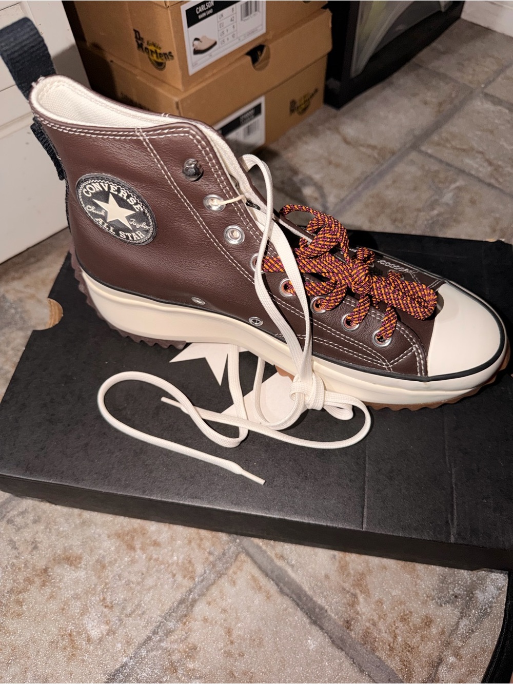 Converse High-Top Platform Sneaker in Brown & Cream